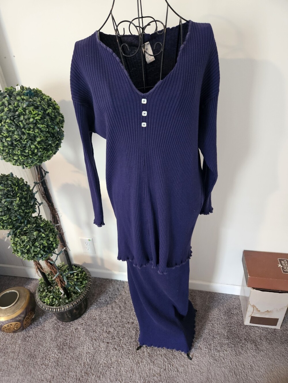 Vintage Purple Ribbed Knit Two-Piece Set Sz m/lx $12